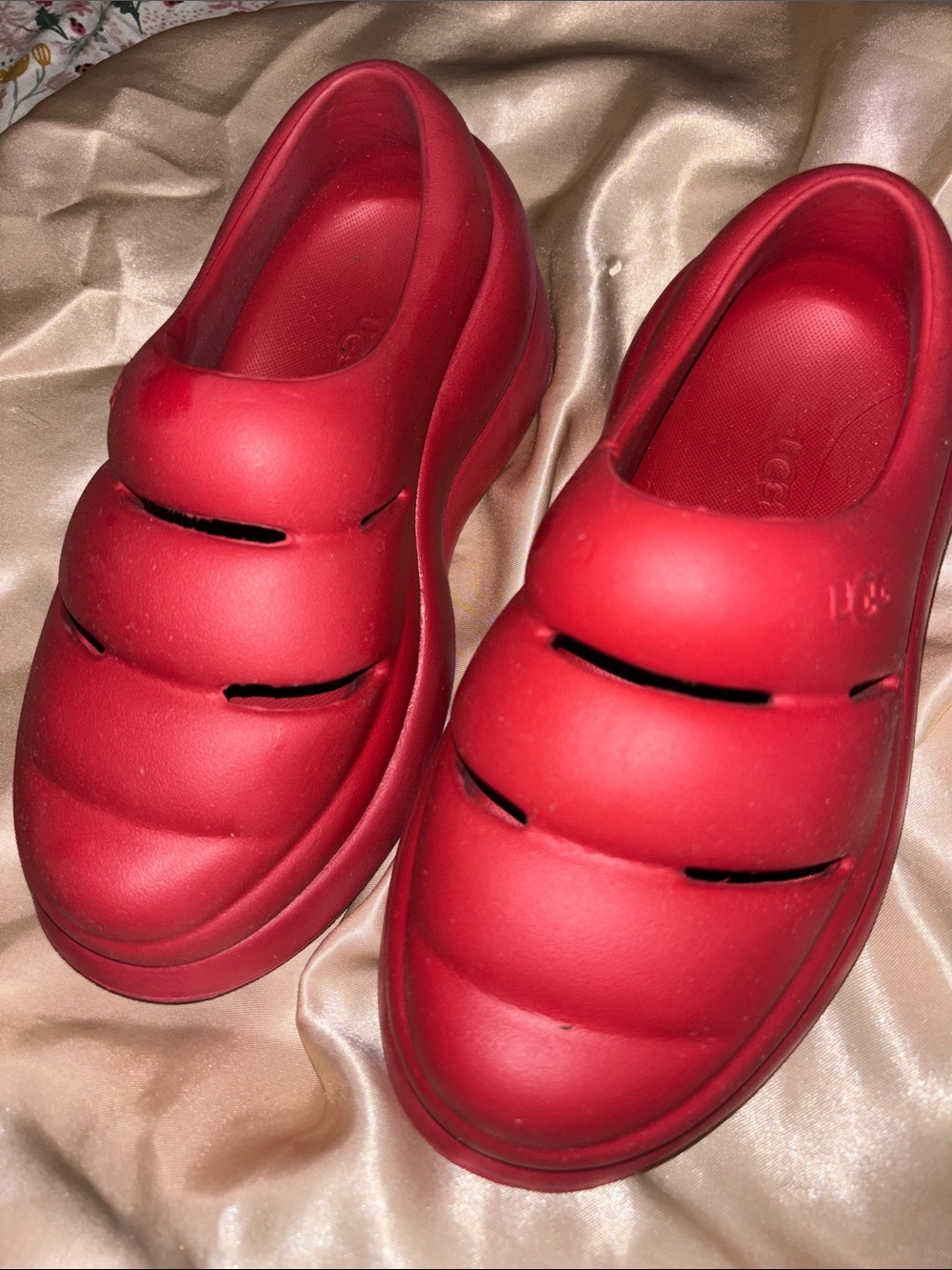 UGG Women's Red Slip-On Padded Clog Mules